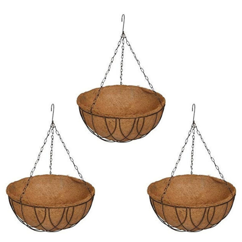 14 inch Coir Hanging Round Bigger Size Basket with Heavy Metal Chain