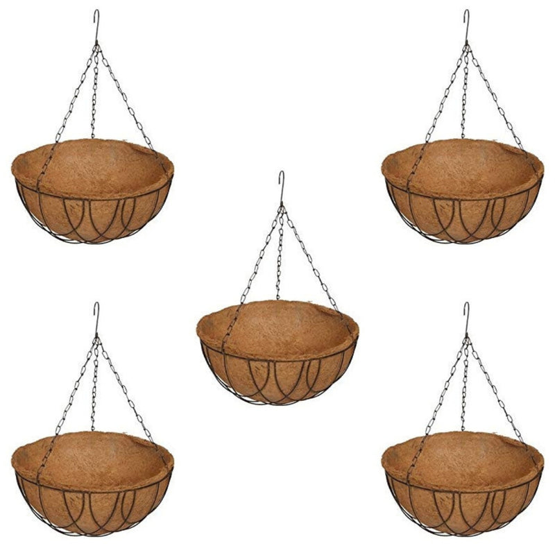 14 inch Coir Hanging Round Bigger Size Basket with Heavy Metal Chain