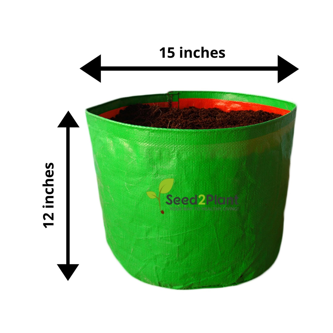 15x12 Inches (1¼x1 Ft) (Pack of 5) - 220 GSM HDPE Round Grow Bag