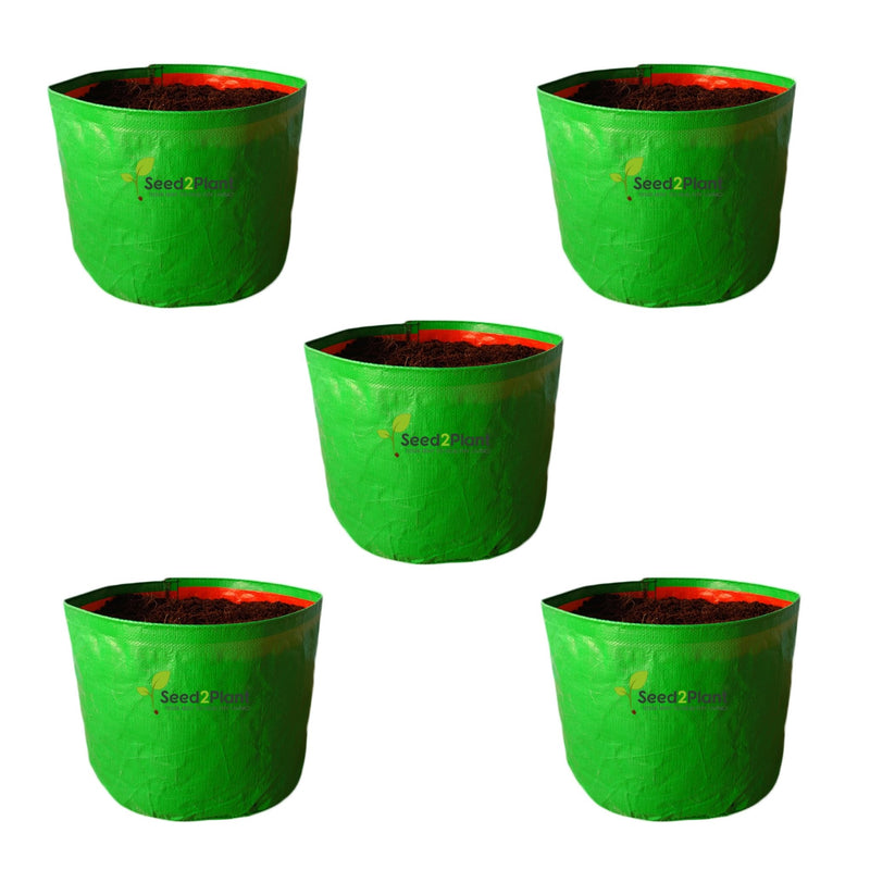 15x12 Inches (1¼x1 Ft) (Pack of 5) - 220 GSM HDPE Round Grow Bag