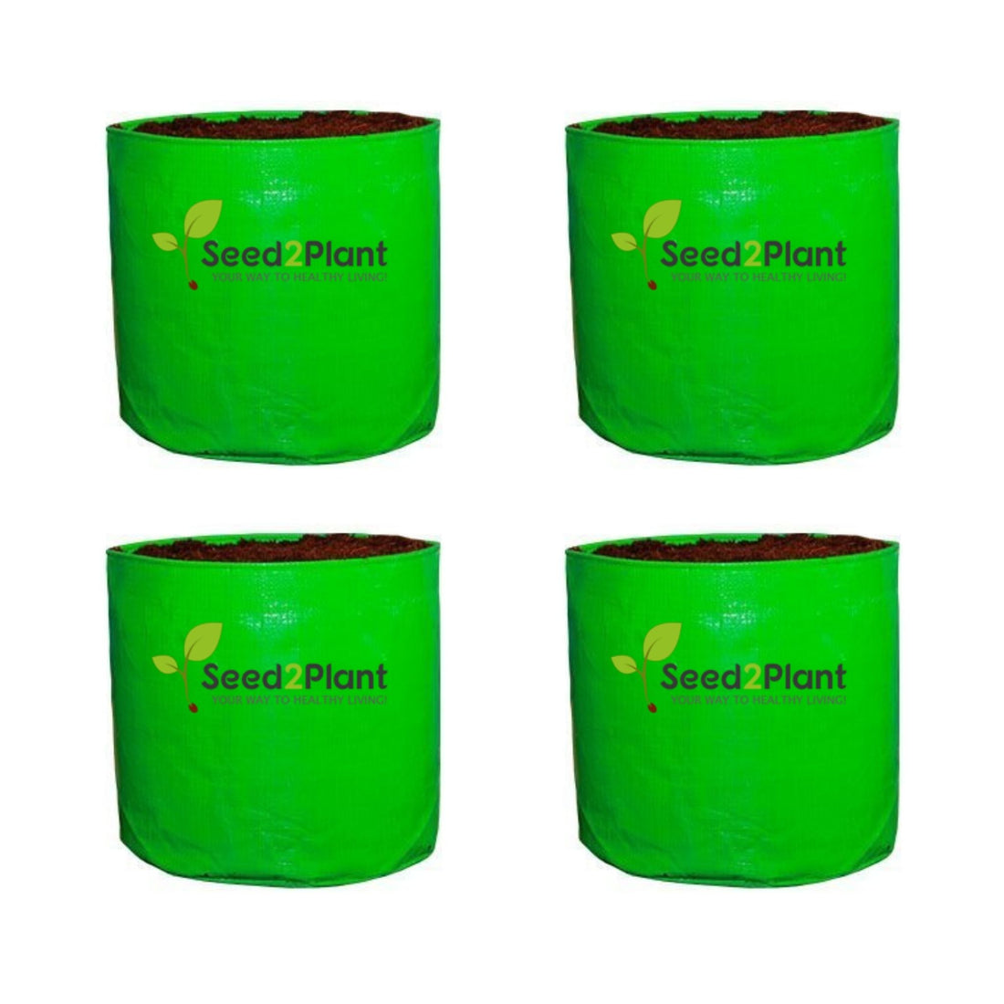 15x15 Inches (1¼x1¼ Ft) (Pack of 4) - 220 GSM HDPE Round Grow Bag