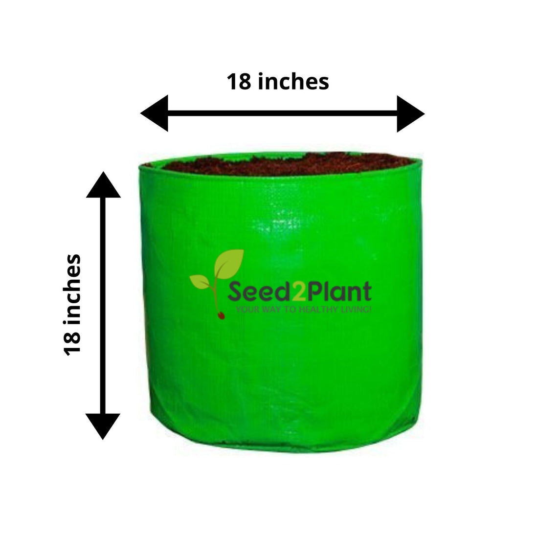 18x18 Inches (1½x1½ Ft) (Pack of 10) - 220 GSM HDPE Round Grow Bag