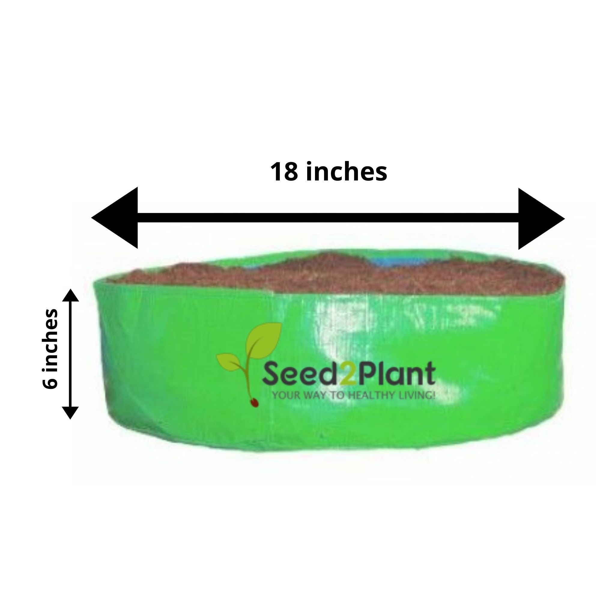 18x6 Inches (1½x 1⁄2 Ft) (Pack of 10) - 220 GSM HDPE Round Spinach Grow Bag