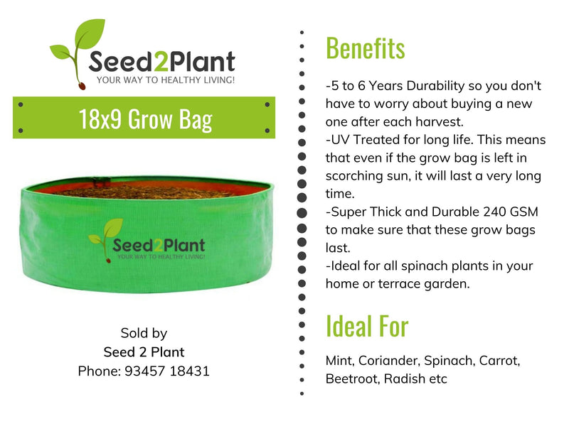 18x9 Inches (1½x¾ Ft) - 220 GSM HDPE Round Spinach Grow Bag