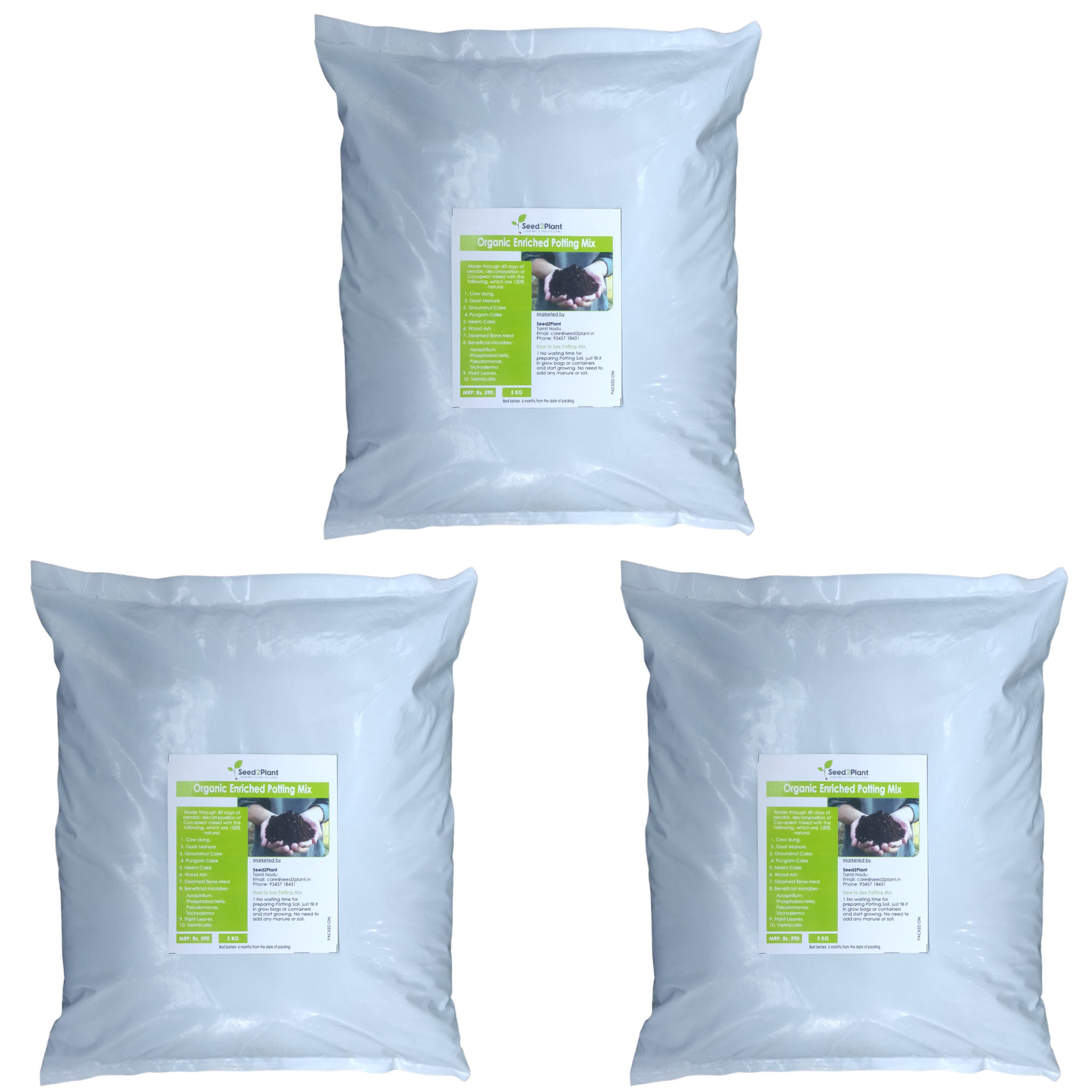 Potting Soil- 100% Organic with 8 Fertilizers and 4 Beneficial Microbes - 5 KG