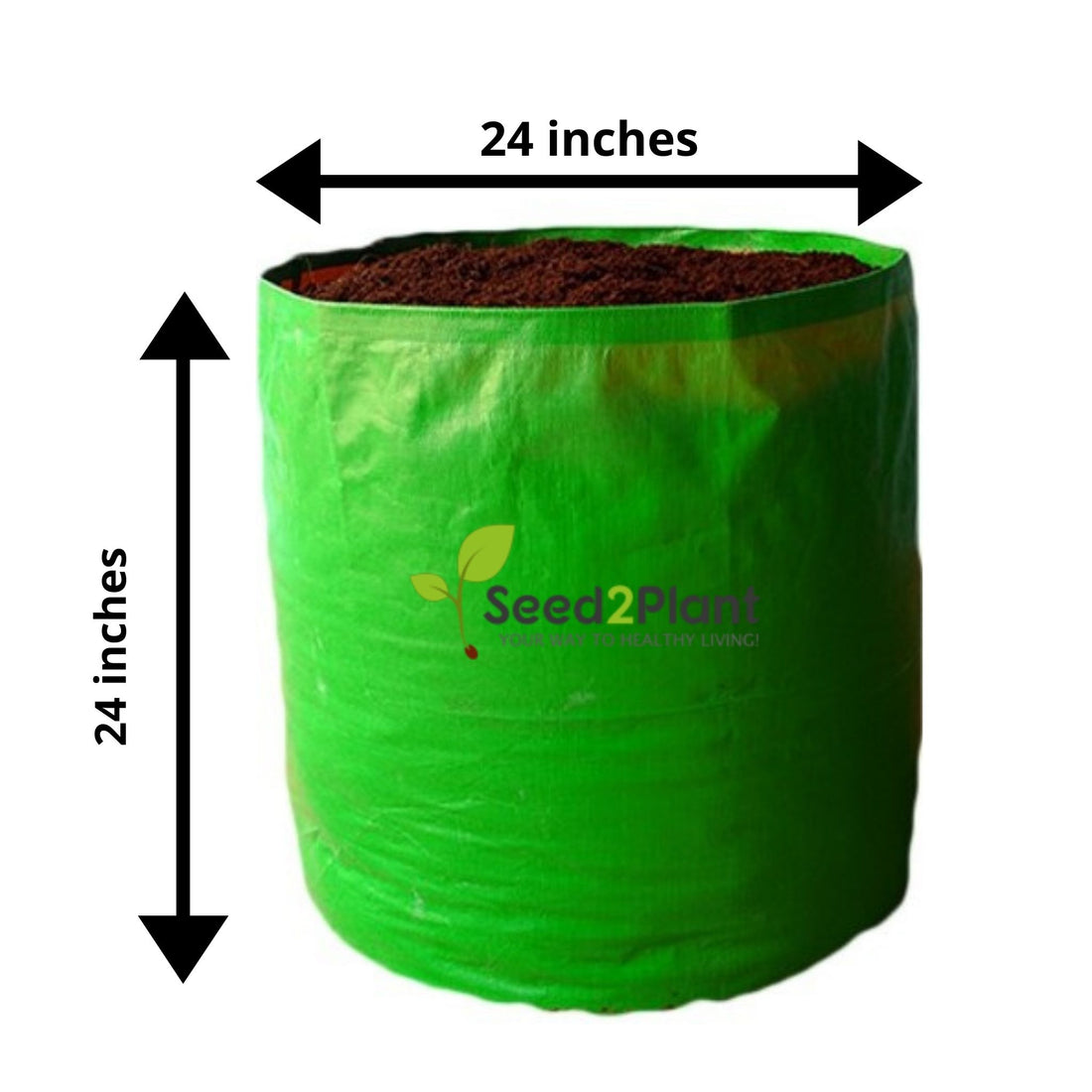 24x24 Inches (2x2 Ft) (Pack of 5) - 220 GSM HDPE HUGE Round Grow Bag