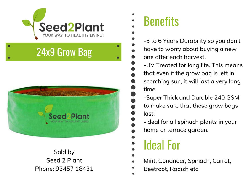 24x9 Inches (2x¾ Ft) - 220 GSM HDPE Round Spinach Grow Bag