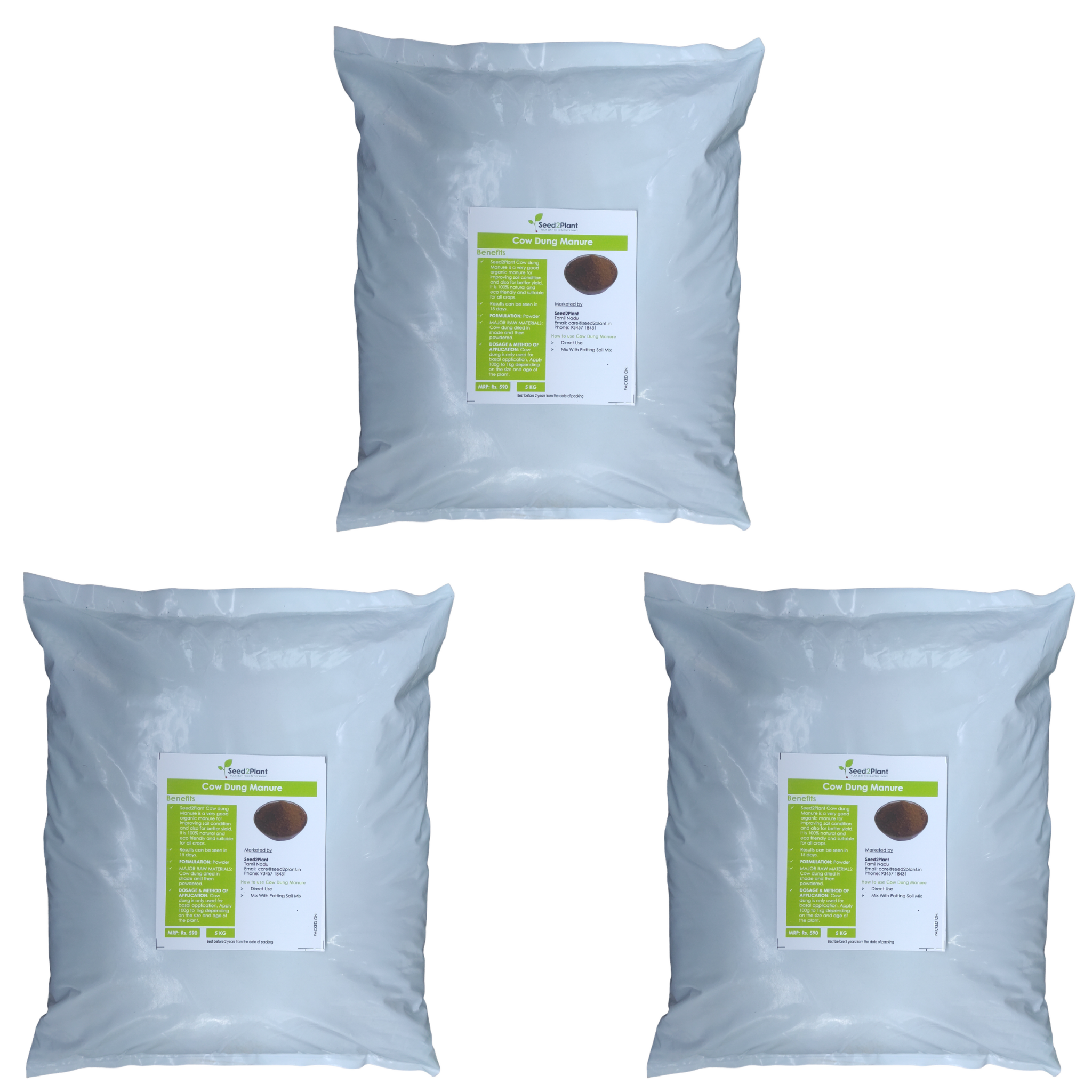 Desi Cow Dung 100% Pure Decomposed Dried &amp; Powdered Manure - 5 KG