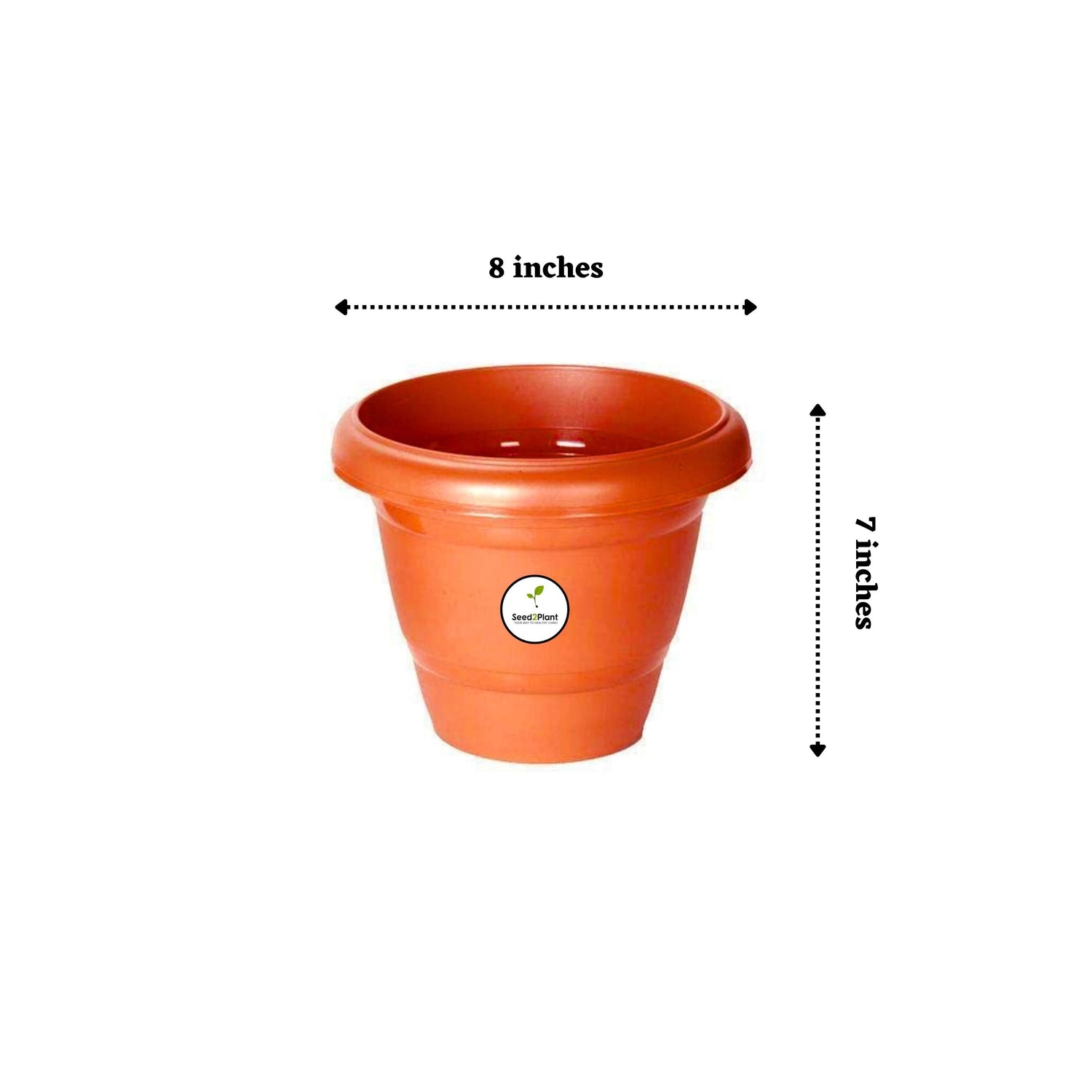 8 Inch UV Treated Plastic Pots - Terracotta Colour