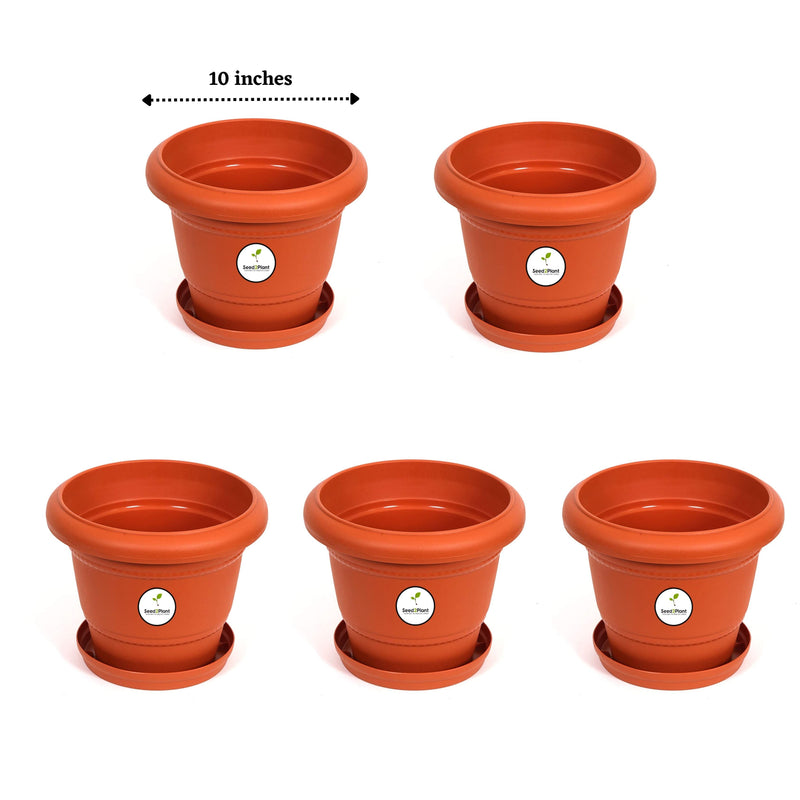 10 Inch Plastic Pot UV Treated - Terracotta Colour