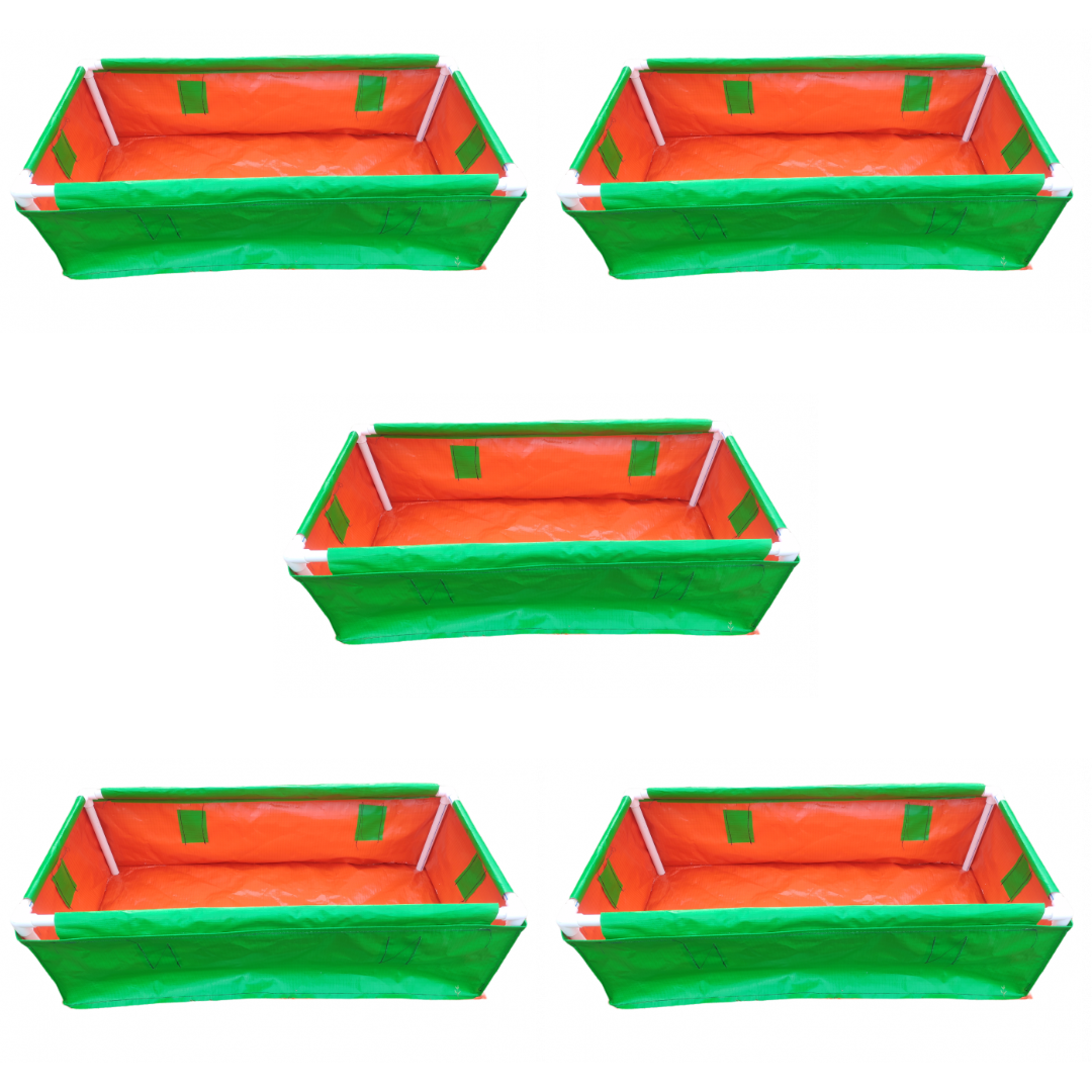36X24X12 Inches (3x2x1 Ft) - 220 GSM HDPE Rectangular Grow Bag With Supporting PVC Pipes