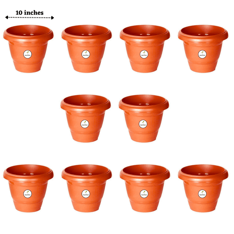 10 Inch Plastic Pot UV Treated - Terracotta Colour