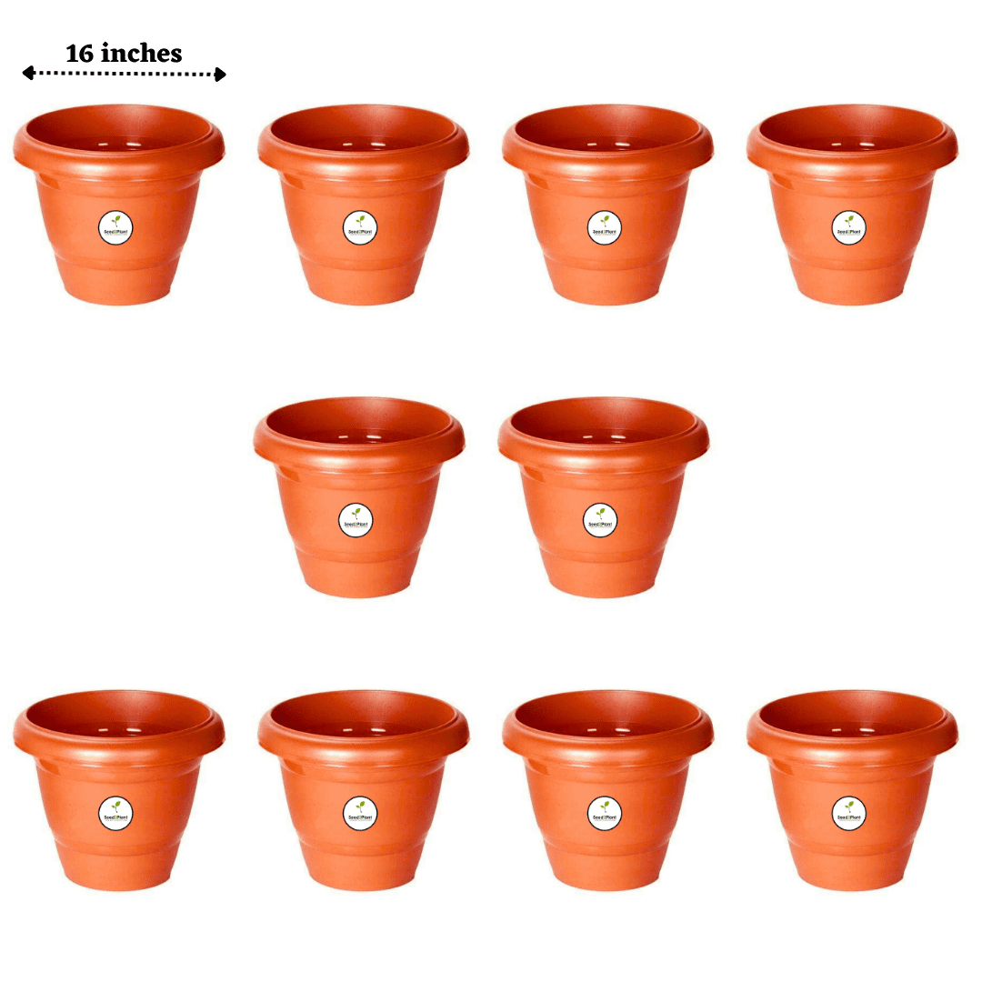 16 Inch Plastic Pots UV Treated - Terracotta Colour