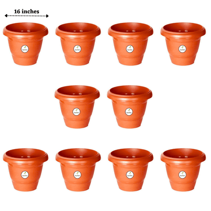 16 Inch Plastic Pots UV Treated - Terracotta Colour