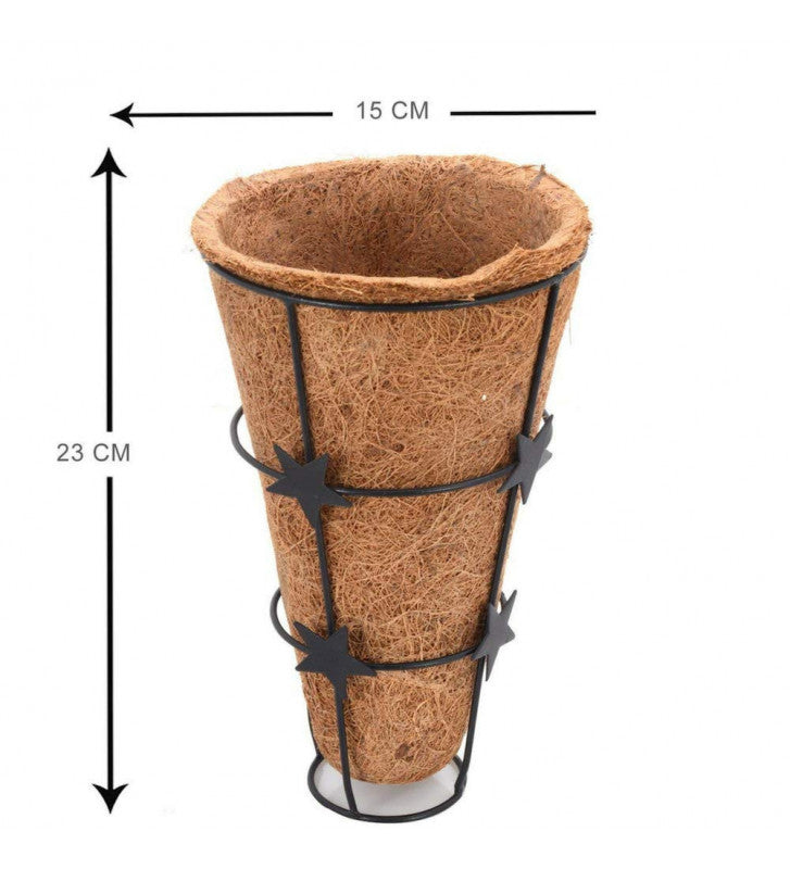 5 Inch Coir Conical Hanging Pot with Metal Basket and Metal Chain