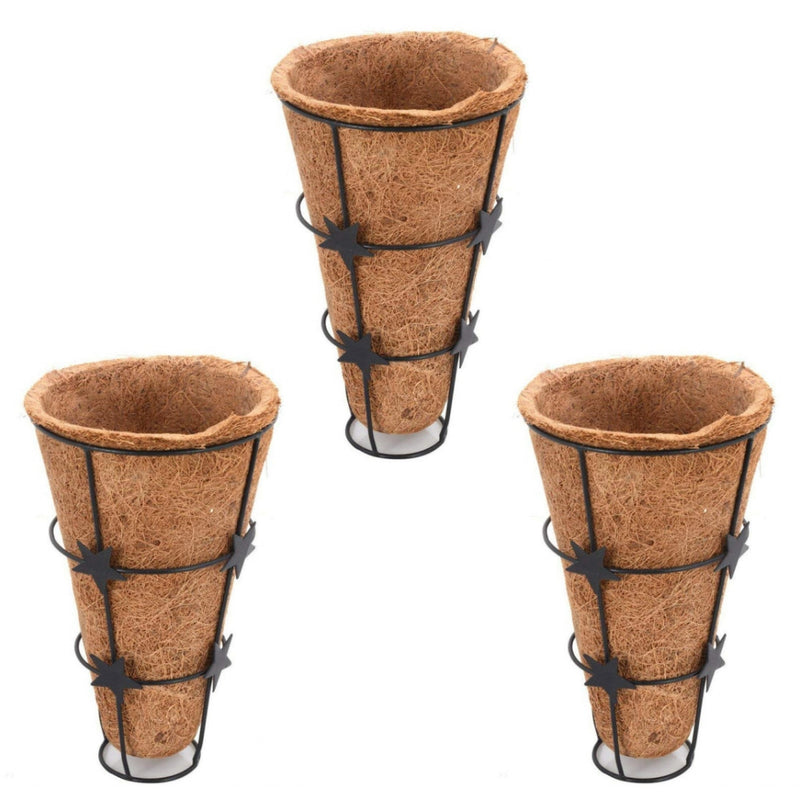 5 Inch Coir Conical Hanging Pot with Metal Basket and Metal Chain