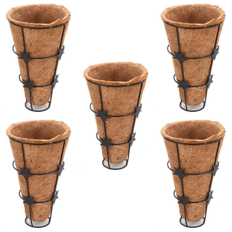 5 Inch Coir Conical Hanging Pot with Metal Basket and Metal Chain