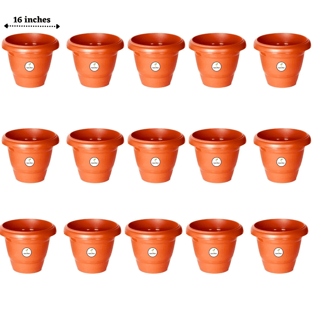 16 Inch Plastic Pots UV Treated - Terracotta Colour