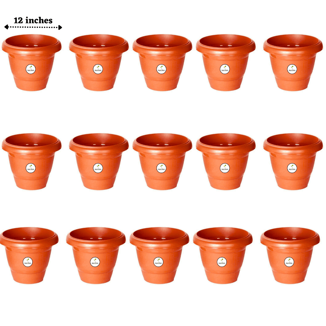 12 Inch Plastic Pots UV Treated - Terracotta Colour