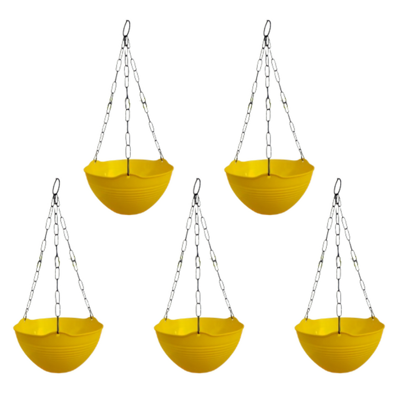 Fancy Hanging Pots With Metal Chain - Yellow Color