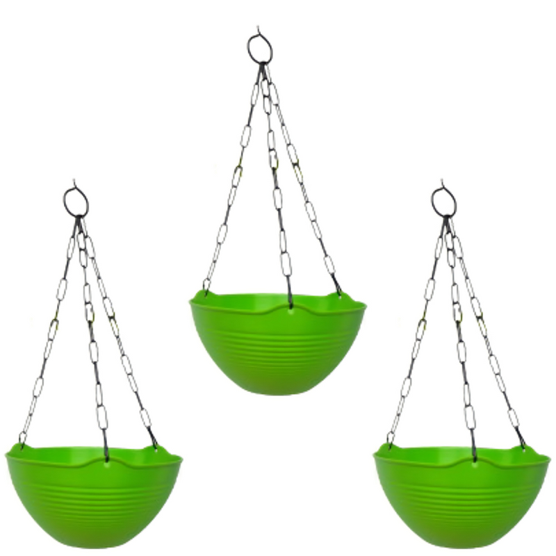 Fancy Hanging Pots With Metal Chain - Green Color