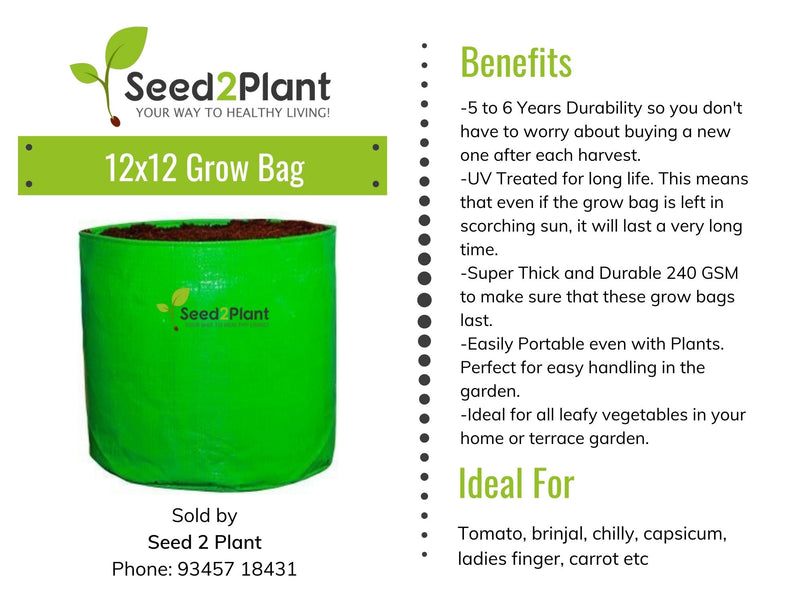 12x12 Inches (1x1 Ft) - 220 GSM HDPE Round Grow Bag