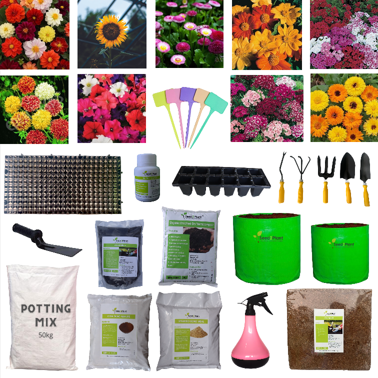 The Floret - Essential Flower Terrace Garden Kit With Potting Soil