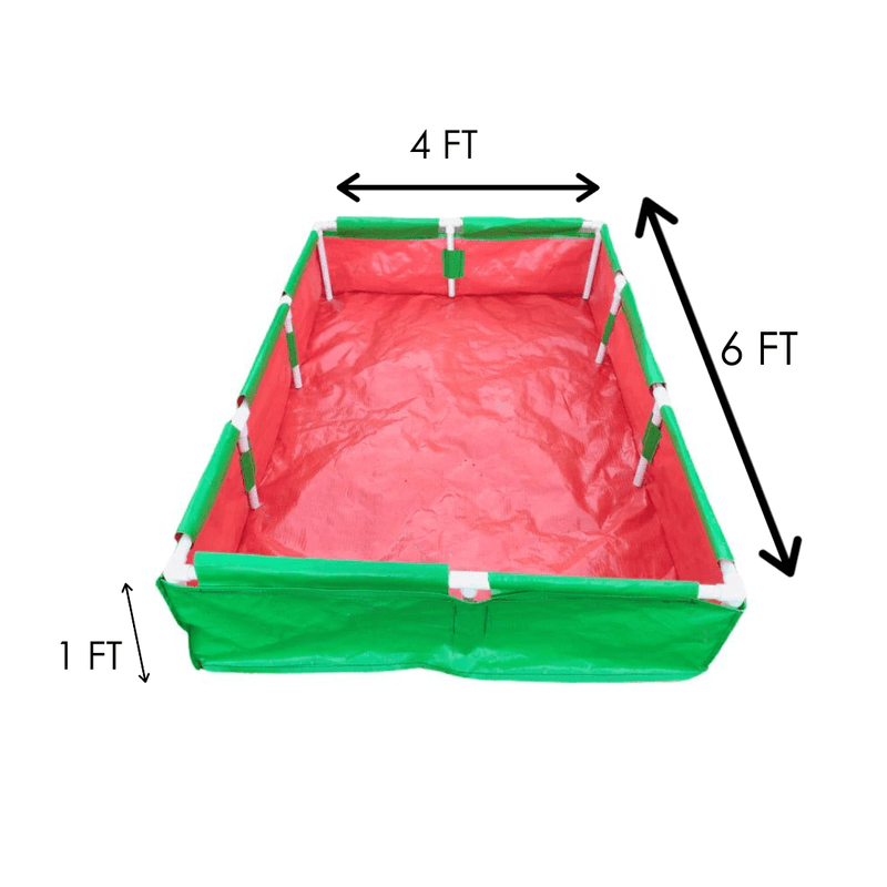 72x48x12 Inches (6x4x1 Ft) - 220 GSM HDPE Rectangular Grow Bag With Supporting PVC Pipes
