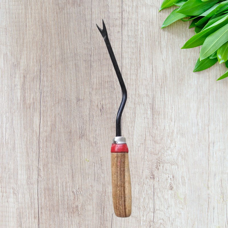 Handheld Weeder with Wooden Handle - Essential Gardening Tool