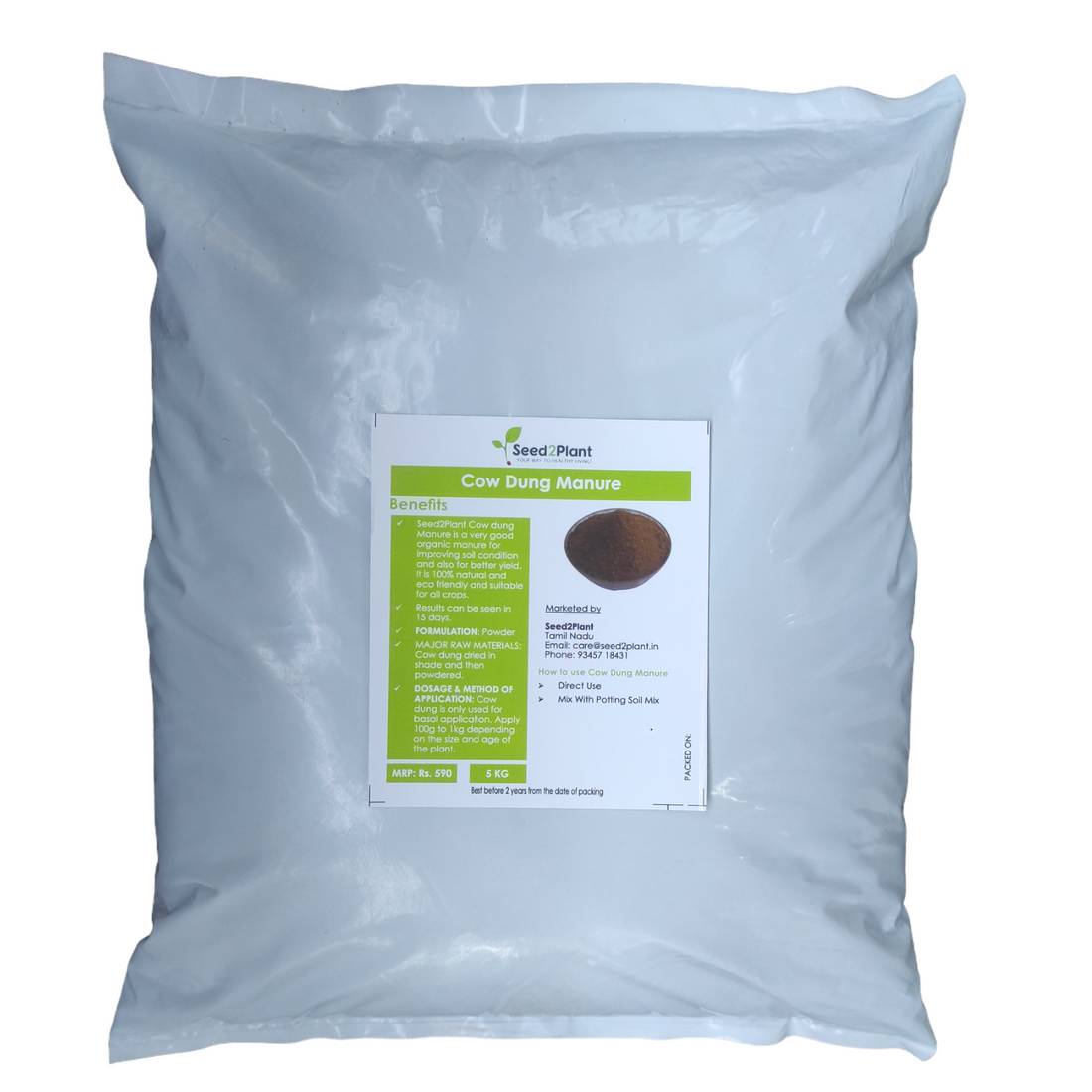 Desi Cow Dung 100% Pure Decomposed Dried &amp; Powdered Manure - 5 KG