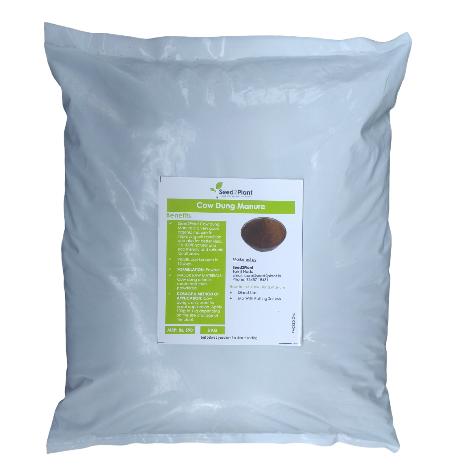 Desi Cow Dung 100% Pure Decomposed Dried & Powdered Manure - 5 KG ...