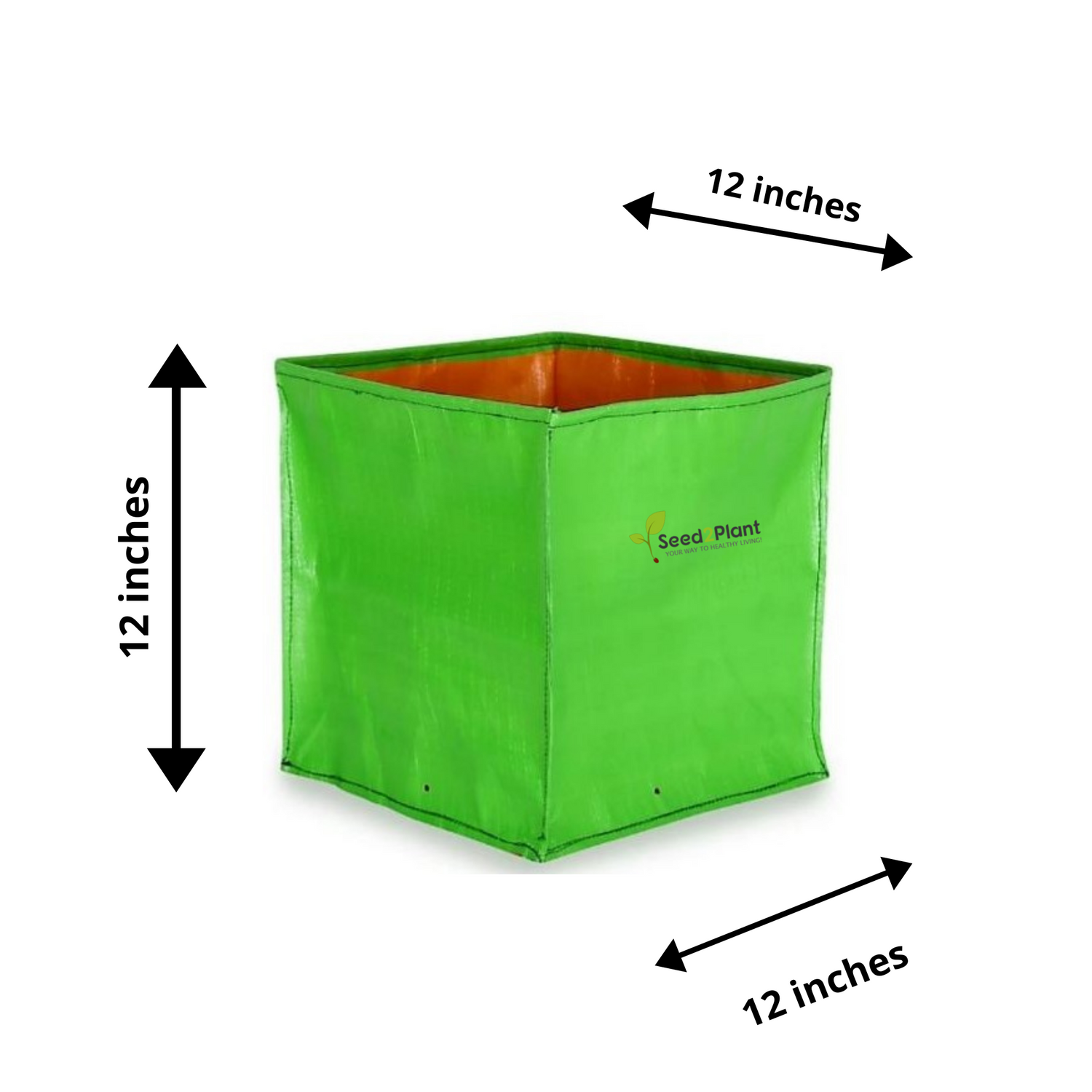 12x12x12 Inches (1x1x1 Ft) (Pack of 10) - 220 GSM HDPE Square Grow Bag