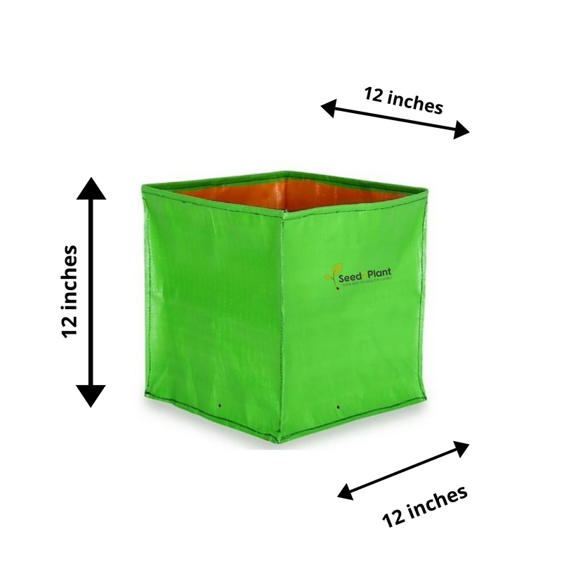 12x12x12 Inches (1x1x1 Ft) (Pack of 10) - 220 GSM HDPE Square Grow Bag