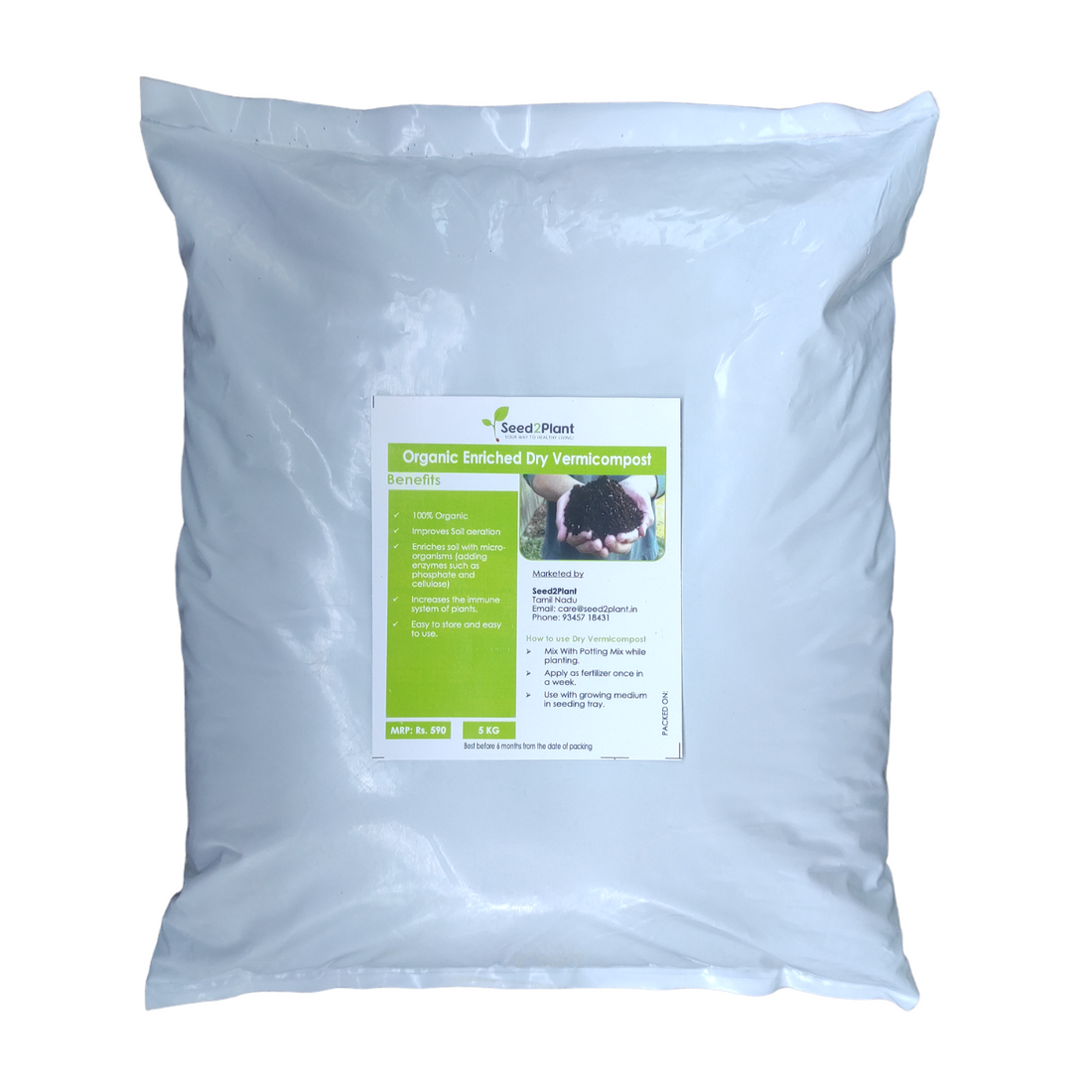 Enriched Dry Vermicompost 100% Organic - 5 KG